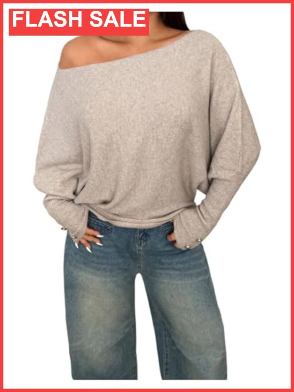 Plus Size Oversized Off Shoulder Knit Sweater Pullover Long Sleeve